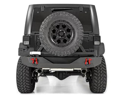 Front Bumper +Rear Bumper for 2007-2018 Wrangler JK,Hitch and D-rings | Offroad Steel Bumper Full Width with 2" Hitch Receiver and D-rings Compatible with Jeep Wrangler JK - size: 2007-2018 JK Front and Rear Bumper