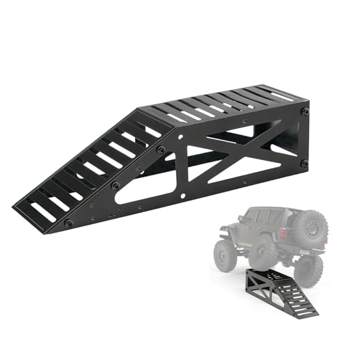 RC Crawler Ramp Obstacle for 1/18 1/24 RC Cars, Stainless Steel Rock Crawler Climbing Ramp Track Accessory with Hex Wrench (Black) - color: Black