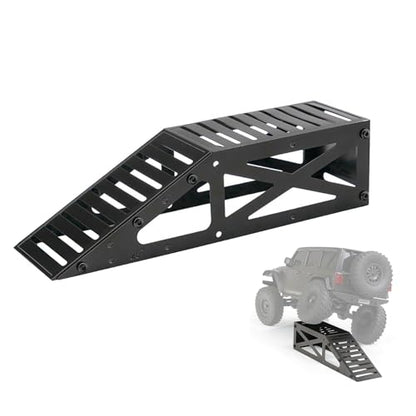 RC Crawler Ramp Obstacle for 1/18 1/24 RC Cars, Stainless Steel Rock Crawler Climbing Ramp Track Accessory with Hex Wrench (Black) - color: Black
