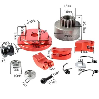 RC Car Repair Kit for HSP for 83013 81020 1/8 Rc Car Alloy Bell Gear Flywheel 14T Clutch Shoe for Spring Bearing Set Upgrade Parts - color: Red