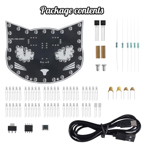 Black Cat Soldering Project, ICSTATION DIY Touch Control LED Cat Soldering Learning Kit With 3 Lighting Modes Brightness Adjustment Soldering Practice Kit for Adults College Students Education