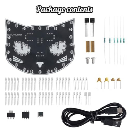 Black Cat Soldering Project, ICSTATION DIY Touch Control LED Cat Soldering Learning Kit With 3 Lighting Modes Brightness Adjustment Soldering Practice Kit for Adults College Students Education