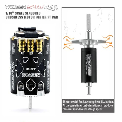 Surpass Hobby 10.5T Brushless Motor Thunder Power 540 Sensored Motor for 1/10th RC Drift Car (Red 10.5T) - style: Thunder-Drift-Red 10.5T