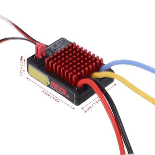 Drfeify 60A Brushed ESC, Water Proof RC Electronic Speed Controller for SCX10 D90 Crawler Cars, 320A Peak with 1/10 1/12 Scale