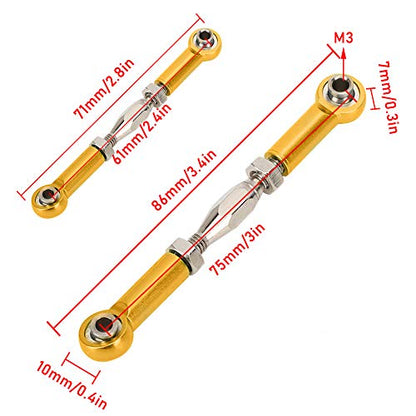 Aluminum Alloy Adjustable Push Rods Turnbuckle Rod Linkage Accessories for RC Car Upgrade Durable Lightweight 6Pcs Multi Color Options (Gold)