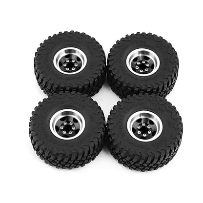 REDSPIDER 1.0 Beadlock Wheels and Tires（4pcs）， 1.0 Crawler Tires for 1：24 1:18 RC Scale Rock Crawler Car SCX24 FMS FCX24 TRX4M Axial AX24 90081 Gladiator Bronco C10 ﻿ (Black) - color: Black