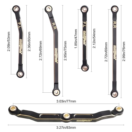 Hobbypark Brass High Clearance Links Set & Full Clearance Steering Link Steering Rod Tie for TRX4M Upgrades Parts, Replacement of 9742R Suspension Links, Compatible with Bronco Defender