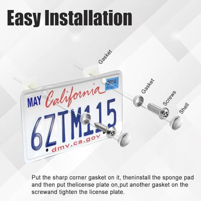 Anti Theft License Plate Screws, Tamper Resistant Licence Plate Kit, 1/4"(M6) Security Screws, Rust Proof Stainless Steel Bolts Fasteners Kit for Front Rear Frame Holder Mounting (Silver) - color: Silver