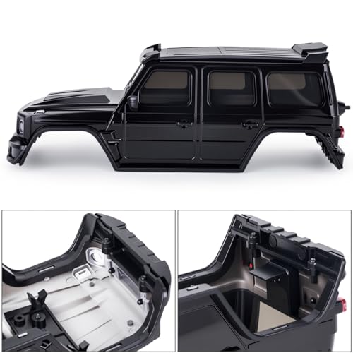 Hard Body Shell for Axial SCX30 1/30 RC Crawler ABS Plastic Body Cover with Light Bucket & Spare Tire Mount Direct Fit Replacement DIY Upgrade (Black) - color: Black