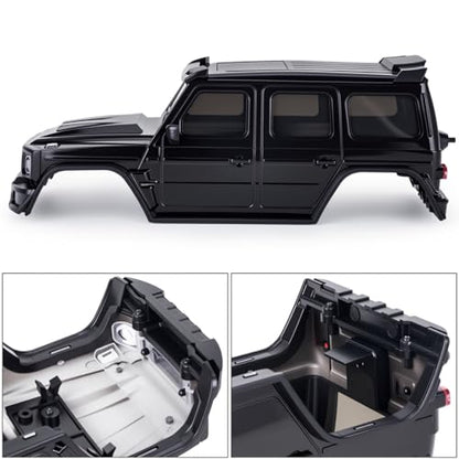 Hard Body Shell for Axial SCX30 1/30 RC Crawler ABS Plastic Body Cover with Light Bucket & Spare Tire Mount Direct Fit Replacement DIY Upgrade (Black) - color: Black