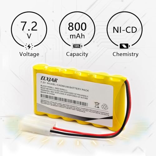(2-Pack) 7.2V 800mAh Ni-Cd Battery with Tamiya Plug for RC Vehicles | Includes 2 USB charging cables; 6-cell AA pack with 4-inch wire for compatible RC cars, trucks, boats and toys.