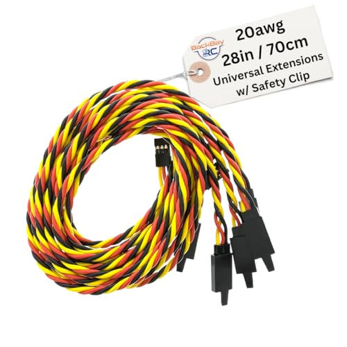 BackBayRC - 28in 20awg Male/Female w/Clip Universal Servo Extension - 5 Pack - style: 28in Male/Female Extension w/ Safety Clip