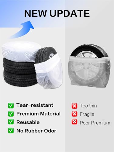 4-Pack tire Storage Bags, Waterproof Tire Covers for Storage & Transport, Tear-Resistant Dustproof Disposable Wheel Bags, Fits 13-20 Inch Spare Tires for Most Cars and Vehicles