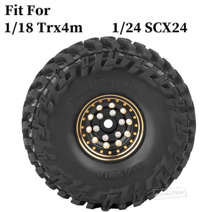 1.0 Beadlock Wheels and Tires for 1/24 1/18 RC Crawler Car SCX24 TRX4M,Brass 1.0 Beadlock Wheels 1.0 Beadlock Tires Set Soft Sticky 1.0 Mud Tires,4pcs