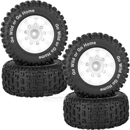 RC Wheels and Tires w/12mm 14mm 17mm Hex Short Course Tire for 1/10 Scale Car Arrm a Senton,Axia1,Slash 2WD Slash 4×4 4WD,Red cat,Rc 4wd,1/10 Truck Tires Rubber Tyres Plastic Wheel,White - color: White(4pcs)