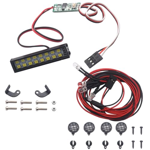 16LEDs RC Crawler Car LED Light Bar Roof Lamp Simulation Spotlight Kit 5-8.4V & RC Car 4 White LED Light Headlights with Light Cover Lampshade