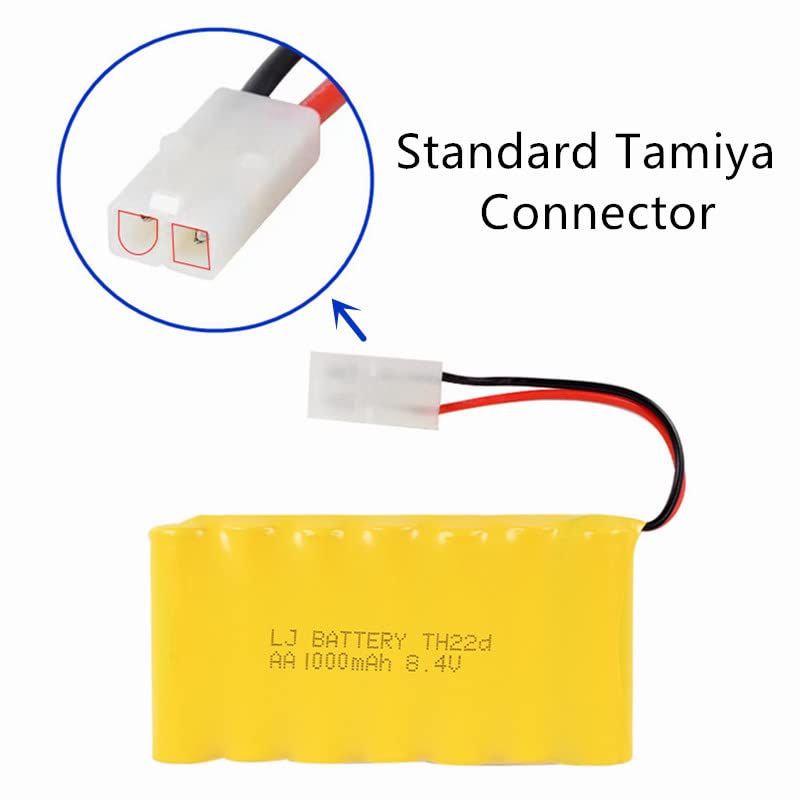 8.4V 1000mAh NI-CD Battery Pack Rechargeable AA Battery with Standard Tamiya Connector for RC Car RC Truck Tank 2 Pack with USB Charger