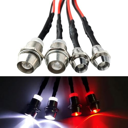4 LEDs RC LED Light Headlights Taillight Kit Accessories Compatible with Traxxas HSP Tamiya Redcat RC4WD Axial SCX10 RC Cars Truck Tank Crawler(2 Red and 2 White)
