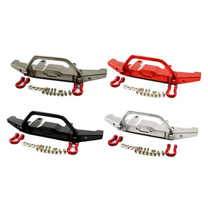 1:16 WPL C14 C24 RC Truck Aluminum Alloy Front Bumper with Red Hooks, Adjustable Height, Easy Installation - Metal, Weight and Compact - for Rock Crawler - Titanium - color: Titanium