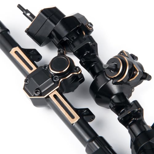 RCHUBAM RC Front & Rear Axle Set Metal Complete Axle with Steering Weights for 1/24 Axial SCX24 RC Crawler Deadbolt C10 Upgrades Accessories Part (Front Axle) - style: Front Axle