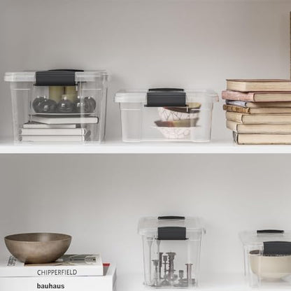 Superio Clear Storage Bins with Lids, Stackable Deep Storage Boxes with Latches and Handles, Extra Small, 4 Pack, Deep Containers for Home, Garage, and Kitchen - size: 2.5 Qt, style: 4 Pack