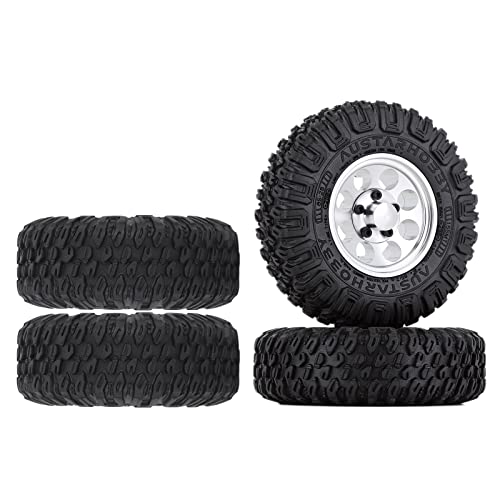 4PCS 1.55inch Tyres Beadlock Plastic Wheel Rims Hub Rubber Tires Set Compatible with 1:10 RC Crawler Axial AX90069 D90 TF2 Tamiya CC01 LC70 MST JIMNY (White) - color: 85mm-white