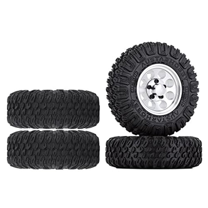 4PCS 1.55inch Tyres Beadlock Plastic Wheel Rims Hub Rubber Tires Set Compatible with 1:10 RC Crawler Axial AX90069 D90 TF2 Tamiya CC01 LC70 MST JIMNY (White) - color: 85mm-white