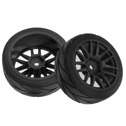 1/10 RC On Road Tires OD 2.56" And Hard Plastic Rally Wheels Rims 12mm Hex for 1:10 Scale Street Racing Touring Drift Car Tamiya TT01 TT02 Traxxas XV02 XV01 TA06 HPI KYOSHO PTG2 4PCS (Black) - color: Black