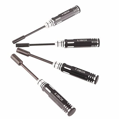 RC Metal Hex NUT Driver Set,4Pcs RC Metal Hex NUT Key Socket Screw Driver Wrench Accessories 4.0MM, 5.5MM, 7.0MM, 8.0MM for RC Cars Model Airplanes ﻿