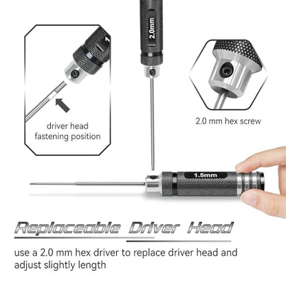 Speedybee RC Hex Driver Kit: 4pcs RC Tools Set 1.5mm 2.0mm 2.5mm 3.0mm Screw Driver for FPV Drone Quadcopter RC Car Helicopter Models, silver
