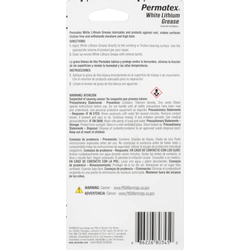 Permatex 80345 White Lithium Grease, 1.5 oz.