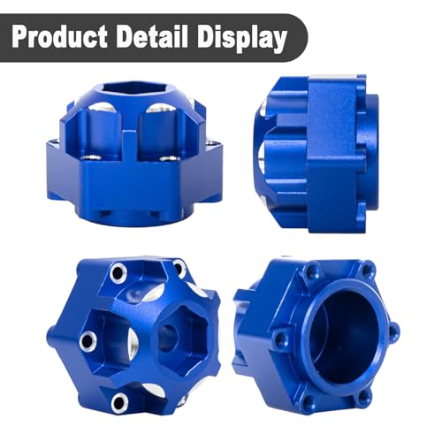 4Pcs Wheel Hex Hub Adapters Aluminum Wheel Spacers for All 1/10 RC Car Truck SCX10 TRX4 Slash Rustler Stampede Granite (Blue) - color: Blue