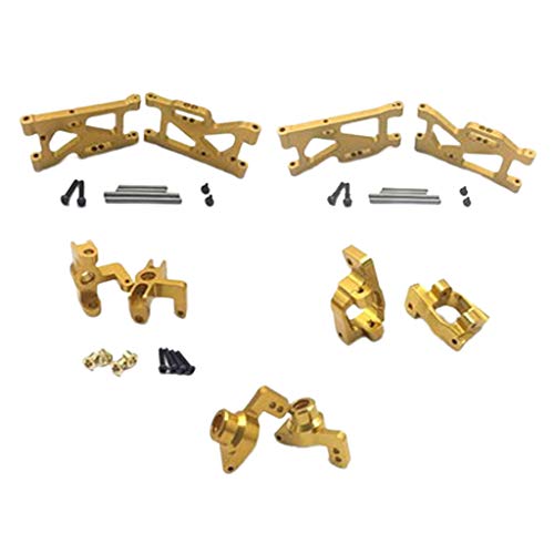 5Pcs 14th RC Car Truck Parts Rear Hub Carriers Set Fits WLtoys 144001 - Upgrade Your Kit with Weight & Aluminum Construction - Perfect for DIY Enthusiasts and - Golden, Red - color: Golden