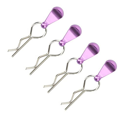 RC Car Body Clips with Pull Tabs Durable Stainless Steel and Aluminum Alloy Upgrade Parts for 1/8 and 1/10 Remote Control Cars 4Pcs Silver 34x12mm (Purple) - color: Purple