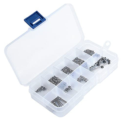 185pcs RC Screws Set M1.4 Screws Nuts M1.5 Pins with Box,Hexagon Wrench for Axial SCX24 1/24th RC Crawler Car