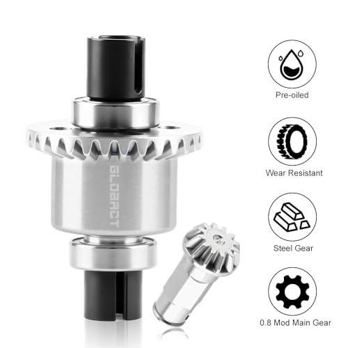 GLOBACT All Metal Differential 30T 0.8Mod with Rear Gear for ARRMA Grom | Oil Filled, Assembled Diff, Replace ARA311193, Only for Granite GROM Typhon GROM Mojave GROM RC Truck Upgrade Parts - size: Rear