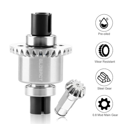 GLOBACT All Metal Differential 30T 0.8Mod with Rear Gear for ARRMA Grom | Oil Filled, Assembled Diff, Replace ARA311193, Only for Granite GROM Typhon GROM Mojave GROM RC Truck Upgrade Parts - size: Rear