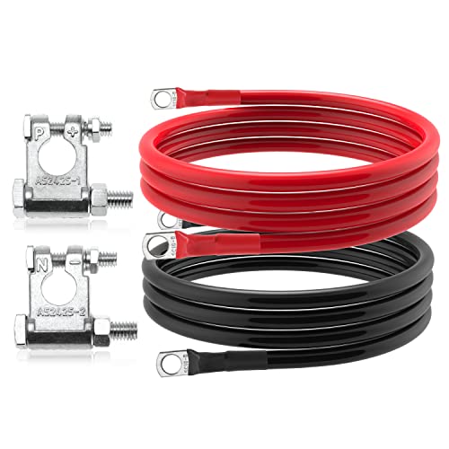 6 AWG Battery Cable 6 Gauge Battery Wires with 5/16 terminals Power Inverter Cables for Solar Boat Marine RV Car (5FT, with 3/8"+5/16" Top Post Set) - size: with 3/8"+5/16" Top Post Set, style: 5FT