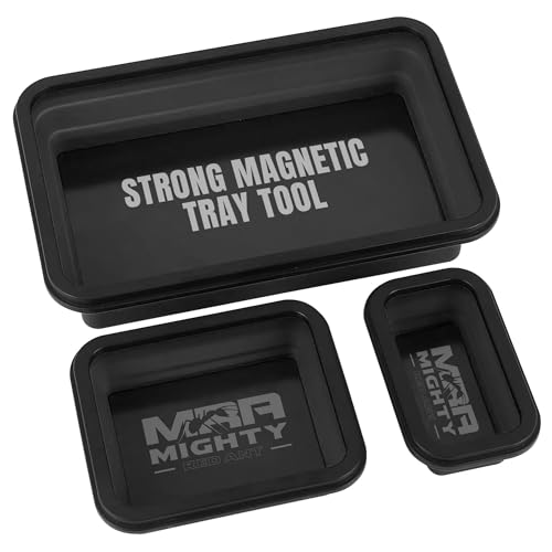 Magnetic Parts Tray Set 3-Pack - Collapsible Silicone Magnetic Tray with Strong Base - Multi-Size (Black) - color: Black