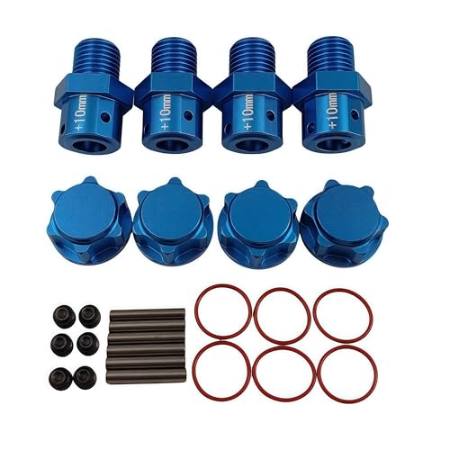 10mm Extended Wheel Hex Hub Set for ARRMA Kraton Mojave Infraction 6S (Blue) | Aluminum,1/8,1/7,Outcast,Big Rock,Felony,Limitless,Upgrade Parts,CNC Machined,High Strength - color: Blue