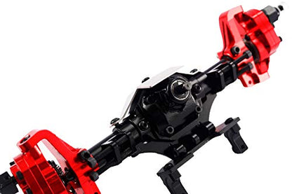 Aluminum Front/Rear Portal Axles Set for 1/10 Axial SCX10 II 90046 90047 RC Crawler Car (Black with Red) - color: Black With Red