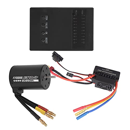 3650 3600KV Brushless Motor with 60A ESC Programmer Card Set Compatible /8/10 RC Cars Sensorless for Truck