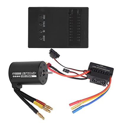 3650 3600KV Brushless Motor with 60A ESC Programmer Card Set Compatible /8/10 RC Cars Sensorless for Truck