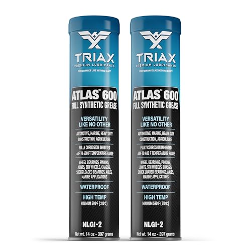 TRIAX Atlas 600 Grease - Full Synthetic, Ultra-Heavy Duty, Low Temp, Marine, Waterproof; All Bearings, Joints, Drive Train & 5th Wheel -14 oz Tube (Pack of 2) - size: 2 Tube Pack