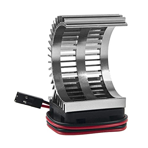 RC Motor Heatsink 540 545 550 Brushless Brushed Electric Engine Heat Sink with 5-6V Cooling Fan Compatible with Traxxas HSP HPI Wltoys Himoto Axial Tamiya 1/10 RC Crawler Truck Car (Silver) - color: Silver
