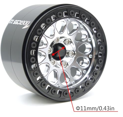 RC 2.2 Aluminum Alloy Beadlock Wheels and Tires Upgrades Accessories Rims for 1/10 SCX10 TRX4RC4WD and D90 RC Crawler Axial Remote Control Car (4pc) (Black Silver) - color: Black Silver