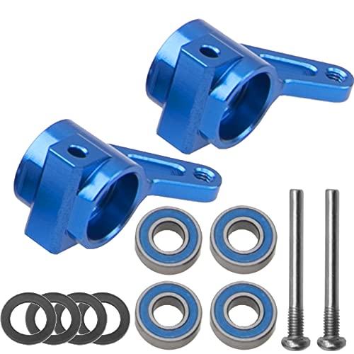 Aluminum Front Steering Knuckles Carrier Blocks Steering Cup Compatible with 1/10 Traxxas Slash 2WD Rustler Stampede Bandit RC Car,Replace of 3736 (Blue) - color: Blue