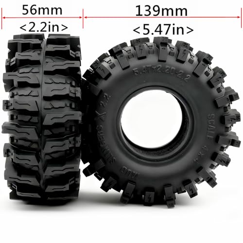 Mud Slingers X T10 2.2 Tires 5.47'' Tall 4-Pack Fits SCX10 Wraith | super soft sticky 2.2'' Crawler tyre, upgrade parts for 1/10 Crawlers Trucks off-road rock crawling RC vehicles - style: T10 ( Super Soft )