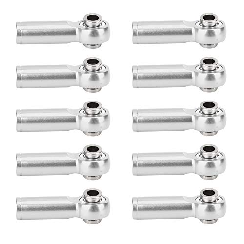 Shanrya RC Tie Rod End, Aluminium Alloy Tie Rod End 10Pcs Tie Push Link Rod Joint, Rc Car Accessory M4 Positive Negative Thread for Toy Model 1/10 Model RC Car(Silver)