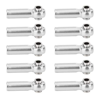 Shanrya RC Tie Rod End, Aluminium Alloy Tie Rod End 10Pcs Tie Push Link Rod Joint, Rc Car Accessory M4 Positive Negative Thread for Toy Model 1/10 Model RC Car(Silver)